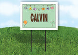 CALVIN WELCOME BABY GREEN  18 in x 24 in Yard Sign Road Sign with Stand