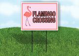 FLAMINGO CROSSING PINK Yard Sign with Stand LAWN SIGN
