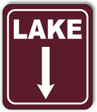 LAKE DIRECTIONAL DOWN ARROW CAMPING Aluminum composite sign
