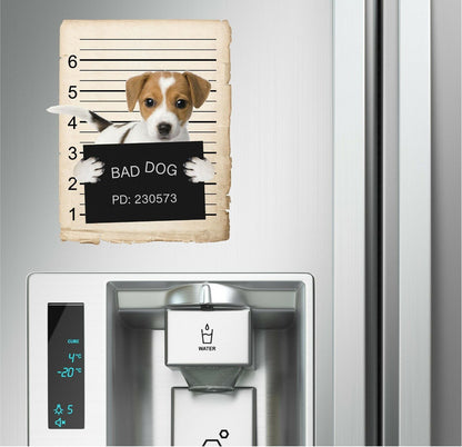 Russel Terrier Mugshot Bad Dog Fridge refrigerator Car Magnet