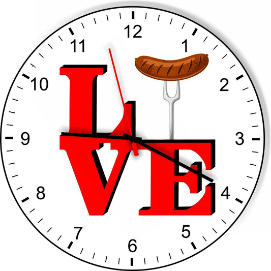 I Love Sausage Love Park Funny Kitchen Living room Wall Clock