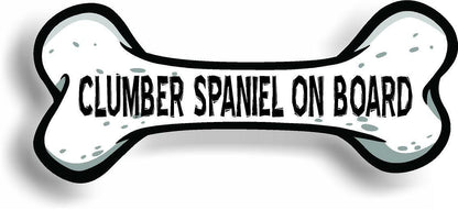 Dog on Board Clumber Spaniel Bone Car Magnet Bumper Sticker 3"x7"