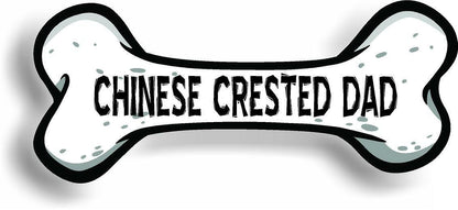 Dog Dad Chinese Crested Bone Car Magnet Bumper Sticker 3"x7"