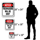 NOTICE Trespassers Will Be Shot METAL Aluminum composite outdoor sign