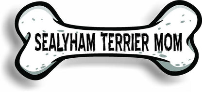 Dog Mom Sealyham Terrier Bone Car Magnet Bumper Sticker 3"x7"