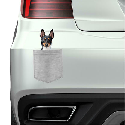 Toy Fox Terrier Dog in pocket Fridge Car Magnet Bumper Sticker App size 4"x7"