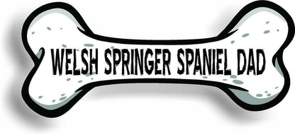 Dog Dad Welsh Springer Spaniel Bone Car Magnet Bumper Sticker 3"x7"