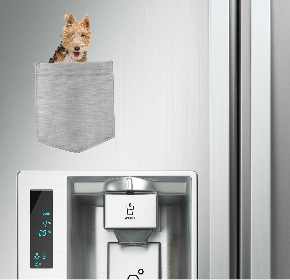 Fox Terrier Dog in pocket Fridge Car Magnet Bumper Sticker App size 4"x7"