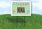 NINA WELCOME BABY GREEN  18 in x 24 in Yard Sign Road Sign with Stand
