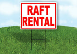RAFT RENTAL RED WHITE Yard Sign Road with Stand LAWN SIGN