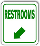 RESTROOMS DIRECTIONAL GREEN 8 Arrow Variations Metal Aluminum composite sign