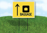 BAGGAGE STRAIGHT ARROW YELLOW Yard Sign with Stand LAWN SIGN