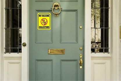 NO VACCINE SOLICITORS YELLOW DOOR MAGNET 8X10
