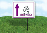 COCKTAILS PURPLE ARROW STRAIGHT Yard Sign with Stand LAWN SIGN