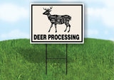 DEER processing IMAGE BLACK AND TAN 18 in x 24 in Yard Sign Road Sign with Stand