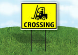 FORKLIFT TRUCK PEDESTRAIN CROSSING YELLOW Plastic Yard Sign ROAD SIGN with Stand