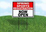 SPORTS REGISTRATION RED WHITE SPRING Yard Sign with Stand LAWN SIGN
