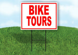BIKE TOURS RED WHITE Yard Sign Road with Stand LAWN SIGN