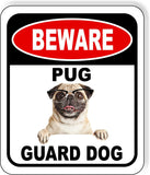 BEWARE PUG GUARD DOG glasses  Metal Aluminum Composite Sign