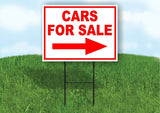 CARS FOR SALE RIGHT arrow red Yard Sign Road with Stand LAWN SIGN Single sided