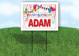ADAM HAPPY BIRTHDAY BALLOONS 18 in x 24 in Yard Sign Road Sign with Stand