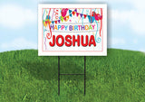JOSHUA HAPPY BIRTHDAY BALLOONS 18 in x 24 in Yard Sign Road Sign with Stand