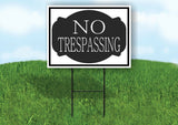 NO TRESPASSING BLACK TAG Yard Sign Road with Stand LAWN SIGN