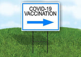 COV 19 VACCINATION BLUE ARROW RIGHT with Stand LAWN SIGN Single sided