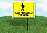 HEAVY PEDESTRIAN CROSSING XING YELLOW Yard Sign with Stand LAWN SIGN