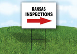 INSPECTIONS RIGHT ARROW RED_ KANSAS Yard Sign with Stand LAWN SIGN