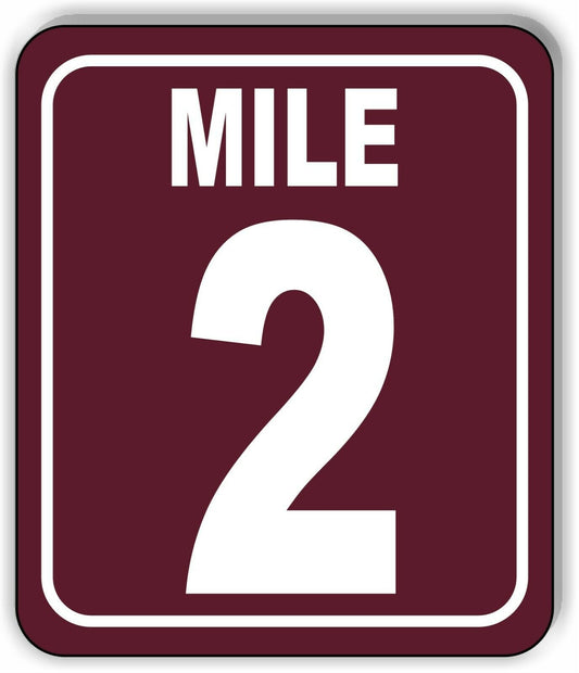 Mile 2 Distance Marker Brown Running Race 5k Marathon Aluminum Composite Sign