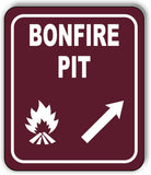 BONFIRE PIT DIRECTIONAL ARROW TRAIL 8 Variations Metal Aluminum composite sign
