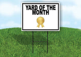 YARD OF THE MONTH BLACK GOLD RIBBON Yard Sign with Stand LAWN SIGN