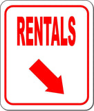 RENTALS DIRECTIONAL RED 8 Arrow Variations Metal Aluminum composite sign