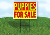 PUPPIES FOR SALE RED YELLOW Plastic Yard Sign ROAD SIGN with Stand