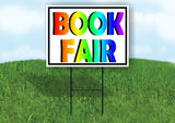 BOOK FAIR RAINBOW BLACK BORDER Yard Sign with Stand LAWN SIGN