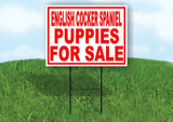 English Cocker Spaniel PUPPIES FOR SALE RED Yard Sign Road with Stand LAWN SIGN