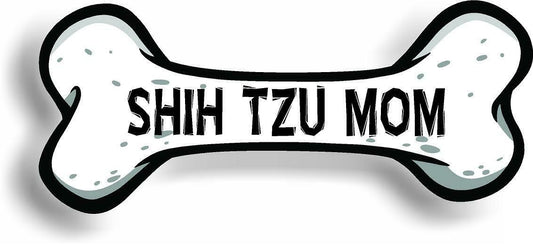 Dog Mom Shih Tzu Bone Car Magnet Bumper Sticker 3"x7"