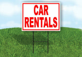CAR Rentals RED Yard Sign Road with Stand LAWN SIGN