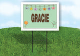 GRACIE WELCOME BABY GREEN  18 in x 24 in Yard Sign Road Sign with Stand