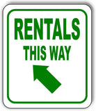 RENTALS THIS WAY DIRECTIONAL GREEN 8 Arrow Variations Aluminum composite sign