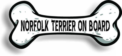 Dog on Board Norfolk Terrier Bone Car Magnet Bumper Sticker 3"x7"