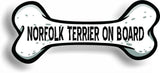 Dog on Board Norfolk Terrier Bone Car Magnet Bumper Sticker 3"x7"