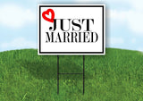 JUST MARRIED RED HEART Yard Sign with Stand LAWN SIGN