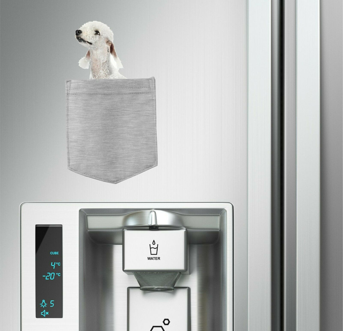 Bedlington Terrier Dog in pocket Fridge Car Magnet Bumper Sticker App size 4"x7"