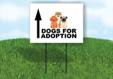 DOGS FOR ADOPTION  STRAIGHT ARROW BLACK Yard Sign with Stand LAWN SIGN