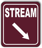 STREAM DIRECTIONAL 45 DEGREES DOWN RIGHT ARROW CAMPING Aluminum composite sign