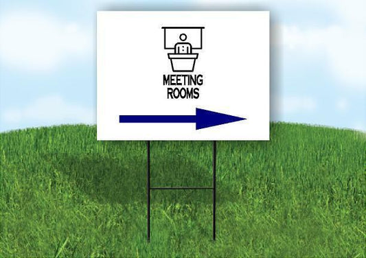 MEETING ROOMS BLUE ARROW RIGHT Yard Sign Road with Stand LAWN SIGN Single sided