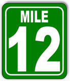 Mile 12 Distance Marker Green Running Race 5k Marathon Aluminum Composite Sign