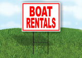 BOAT RENTALS RED WHITE Yard Sign Road with Stand LAWN SIGN